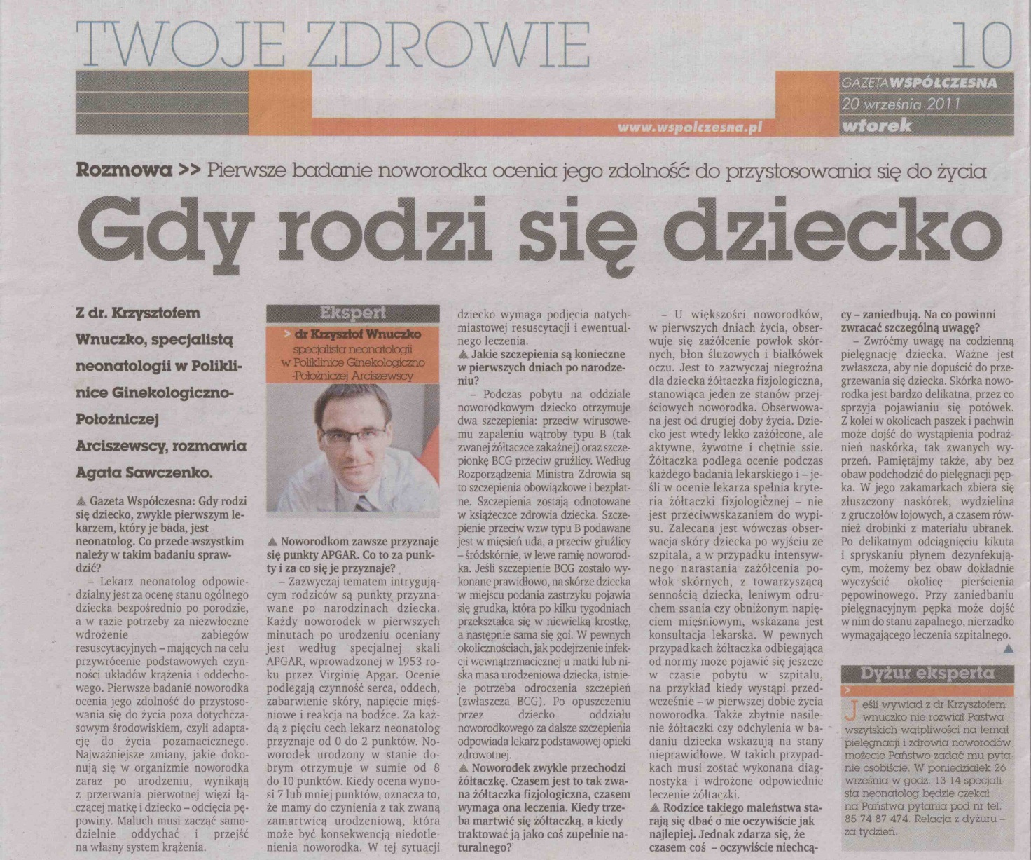 "Gdy Rodzi się dziecko" [Gazeta Współćzesna]